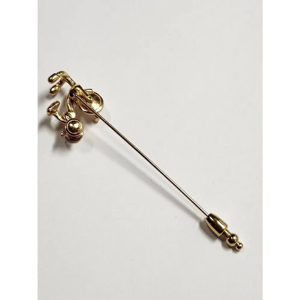 Extrememly Rare Designer Trifari Bicycle Stick Pin Mid Century